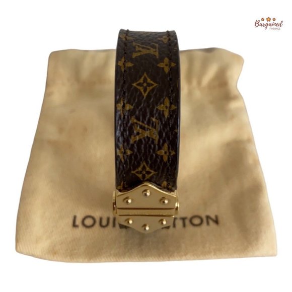 Authentic Louis Vuitton Brown Monogram Nano Coated Canvas Leather Bracelet 17 - Picture 9 of 12